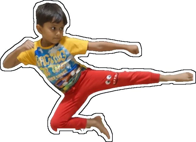 Samar doing a flying kick